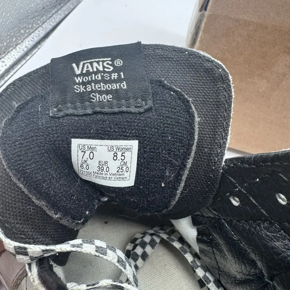 Van's Off The Wall SK8 Hi-Top Checkered Leather Skate Sneakers Men's 7 Size